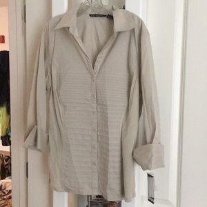 NWT Woven and knit ultimate fit button down blouse